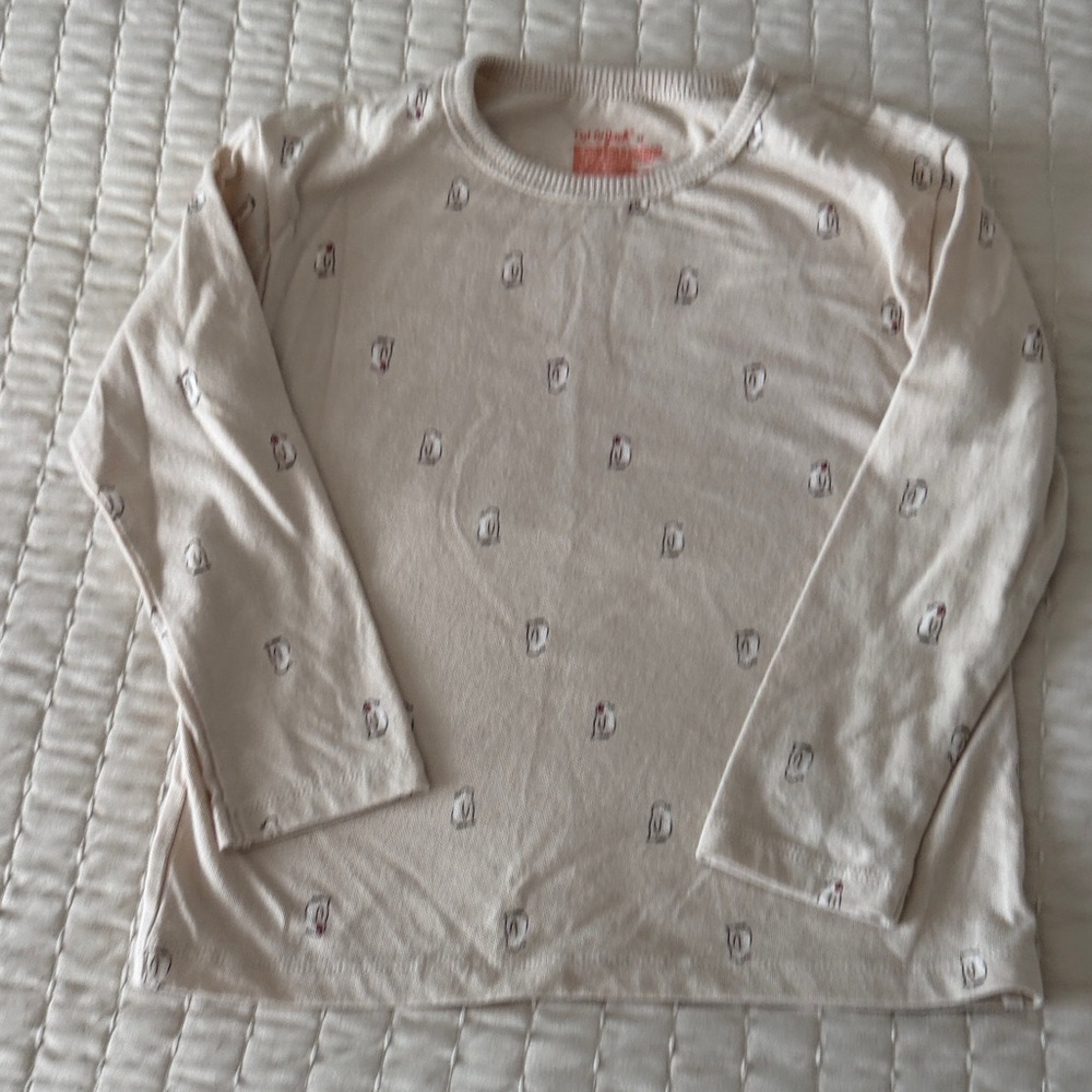 Cat & Jack Cream Long Sleeve Tee with Penguin Print